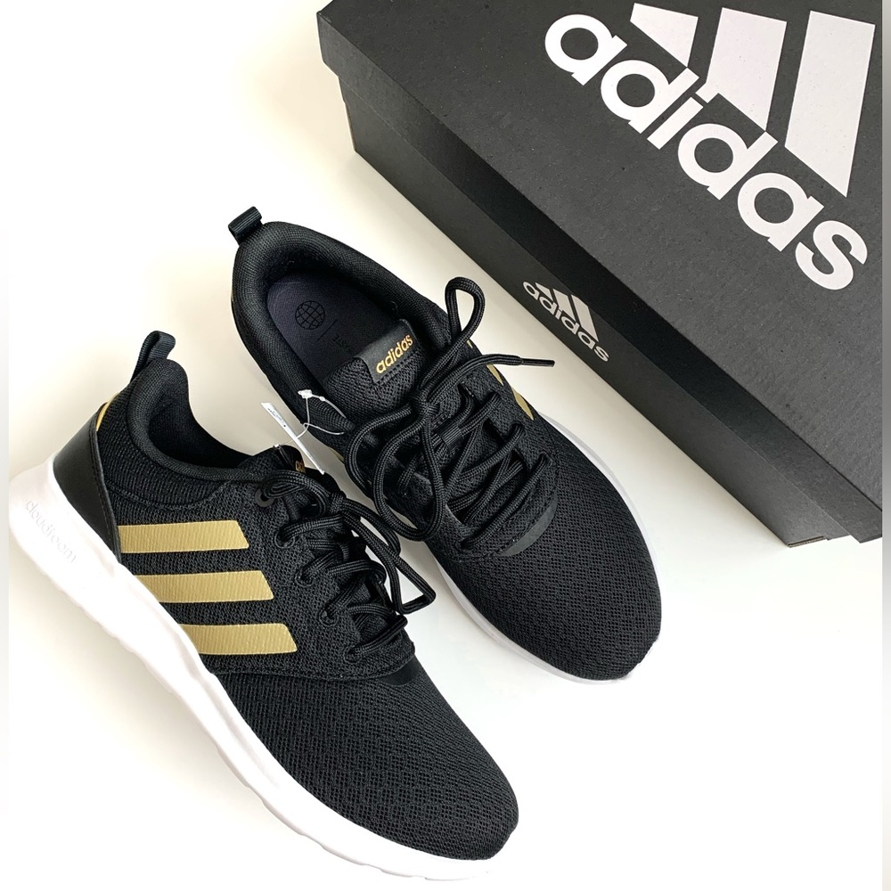 ADIDAS WT RACER SNEAKER SPORT SHOE IN BLACK WITH GOLD 3 STRIPES SIZE 9